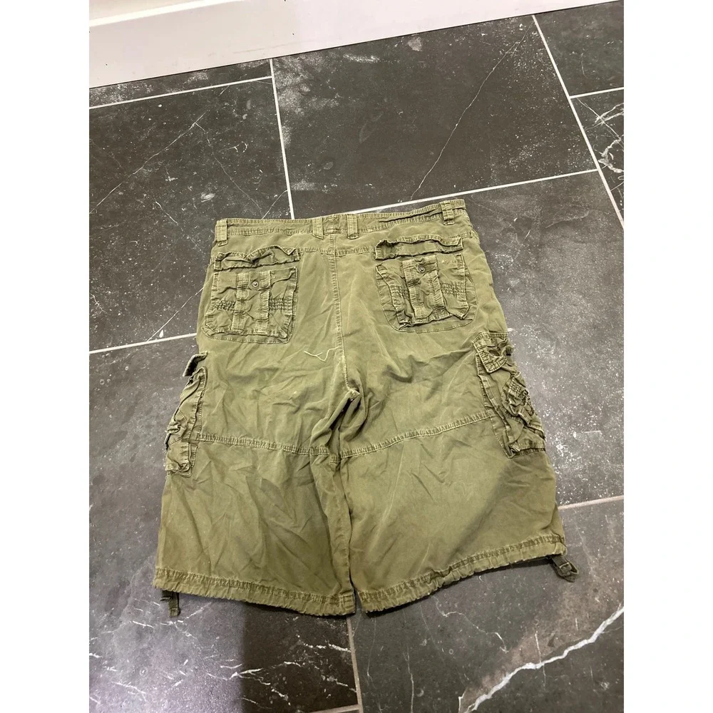 North 15 Black Label Mens Olive Green Utility Cargo Shorts Size 36 Relaxed Fit